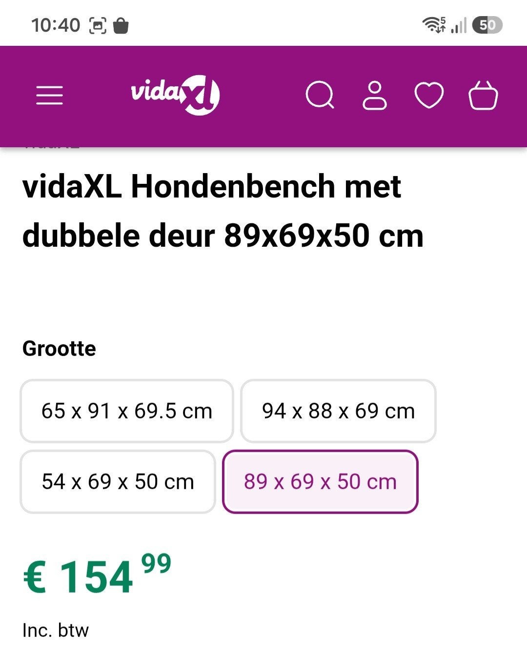 hondenbench, Ophalen, Nieuw