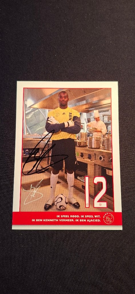 Spelerskaart met handtekening Kenneth Vermeer Ajax Feyenoord, Ophalen of Verzenden, Nieuw, Ajax, Spelerskaart