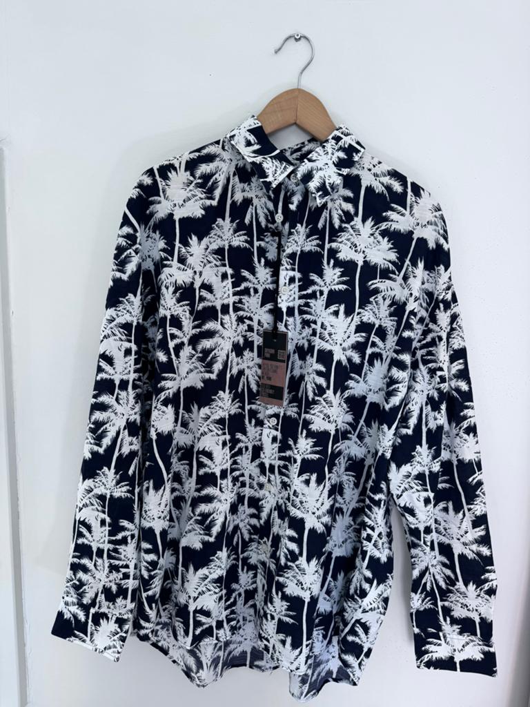 Drykorn Mind overhemd met palmboomprint, Kleding | Heren, Overhemden, Ophalen of Verzenden, Nieuw, Blauw, Halswijdte 43/44 (XL)