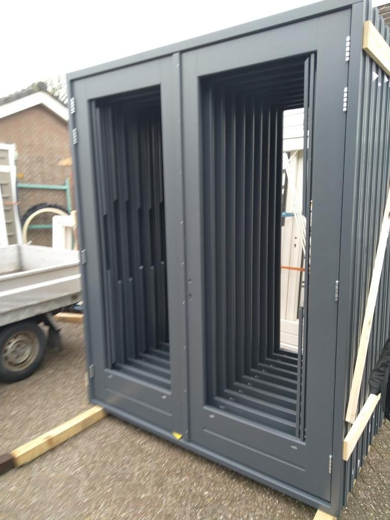 Hardhout kozijn met dubbele tuindeuren, Nieuw, Ophalen of Verzenden, Buitendeur, Hout
