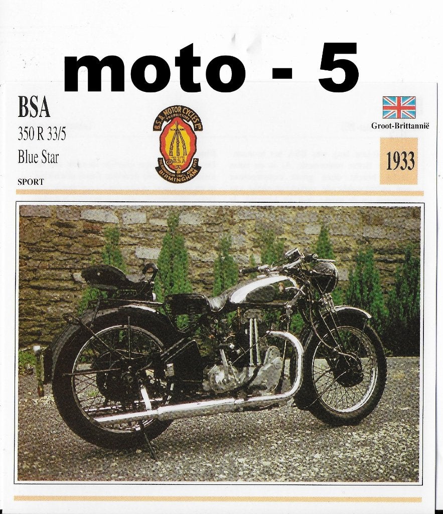 Ma1158 motorkaart bsa 350 r 33/5 blue star ( 1933 ), Ophalen of Verzenden, Zo goed als nieuw, Motoren