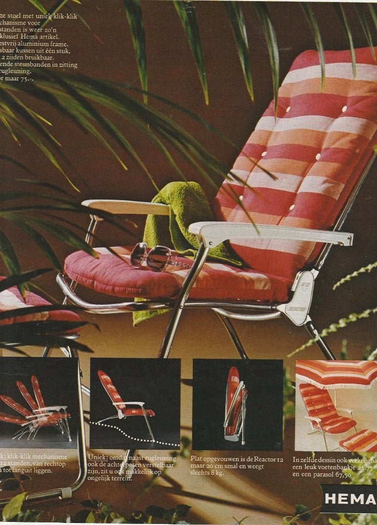 retro reclame 1972 Hema tuinstoelen plat op te vouwen, Verzenden, Overige typen
