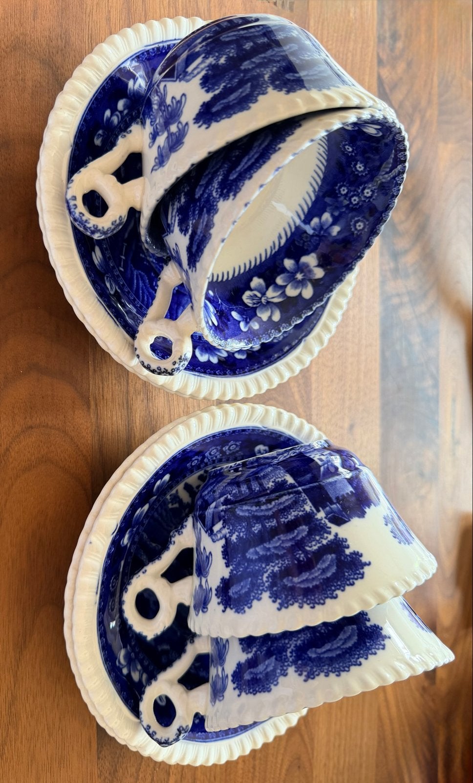 4 Copeland Spode's Tower theekopjes met schotels, Ophalen of Verzenden