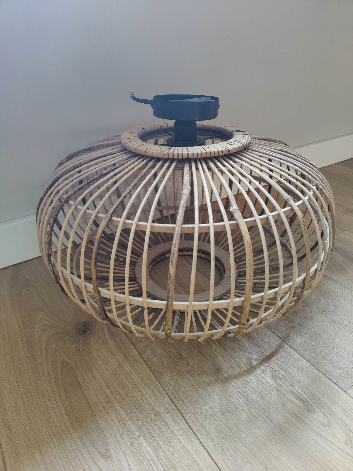 Lampenkap Boreas Naturel Bamboe ø 47 cm, hoogte 33 cm, Ophalen, Gebruikt, Bruin, Rond