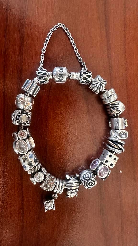 Pandora armband, Gebruikt, Ophalen of Verzenden, Met bedels of kralen, Zilver