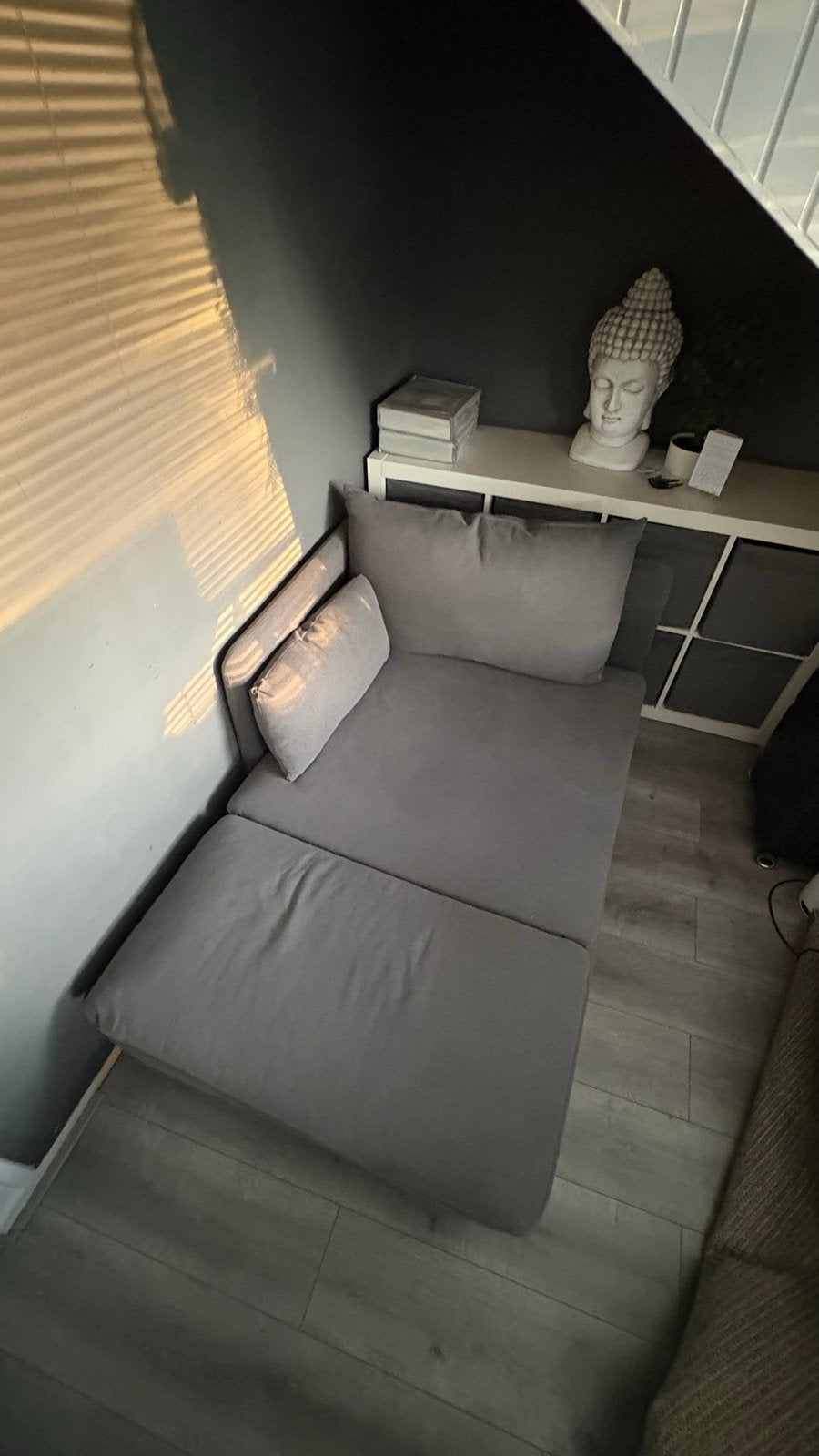 Grijze chaise longue, Ophalen, Gebruikt, Eenpersoons, Rechte bank