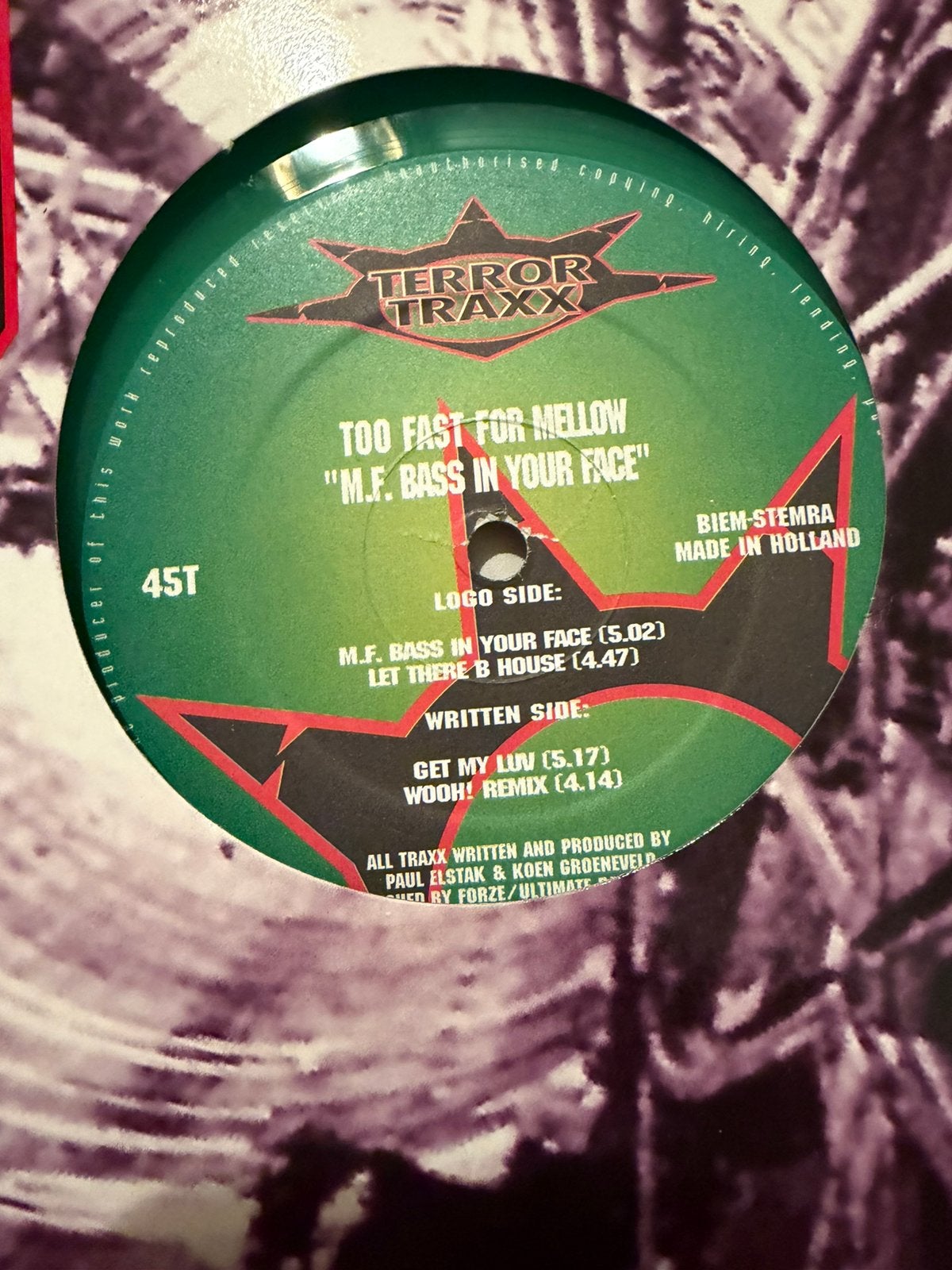 Gabber Vinyl Too Fast For Mellow - Terror Traxx, Ophalen of Verzenden, Zo goed als nieuw, 12 inch, Disco