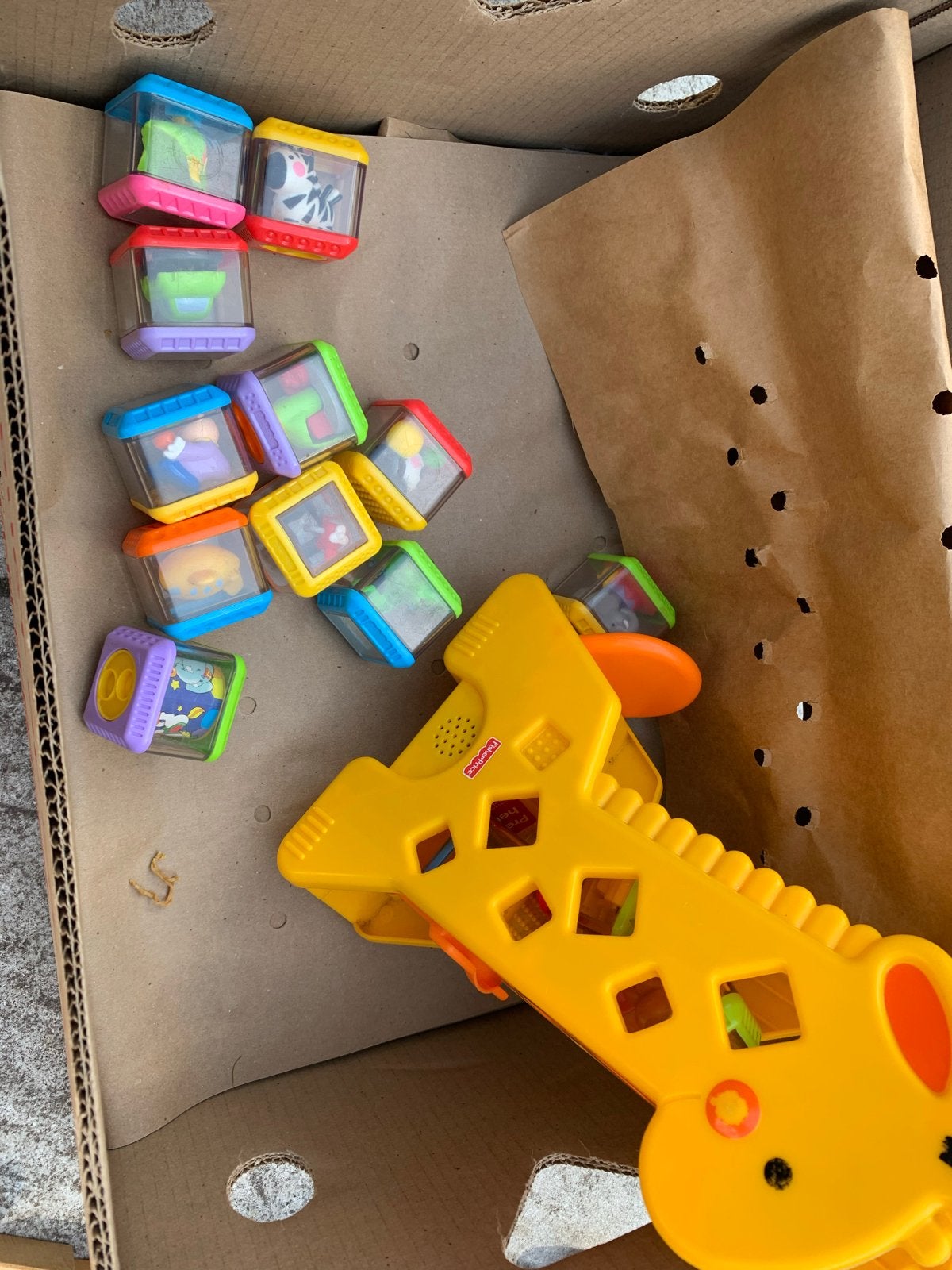 Fisher-Price Stapelblokken en Giraffe Speelgoed, Ophalen, Gebruikt, Overige typen