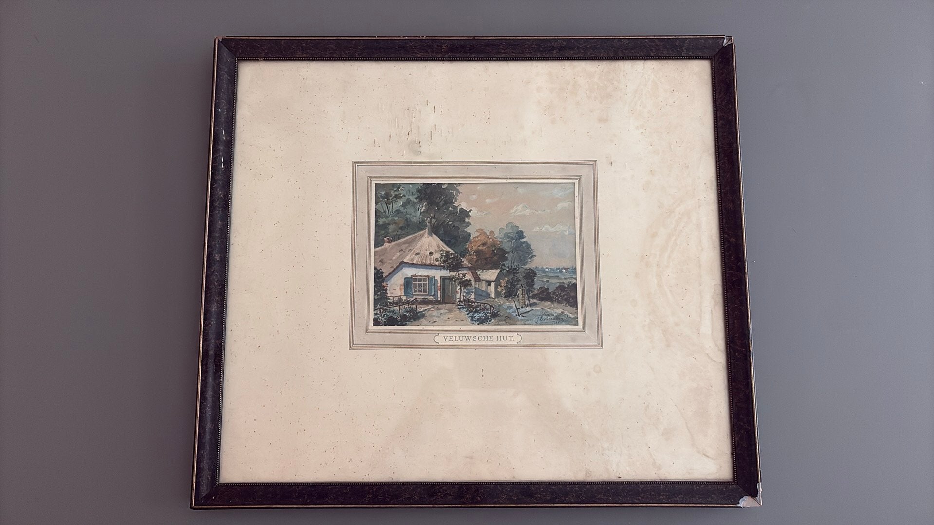 Aquarel uit 1925 J.E. van Leeuwen - De Veluwsche Hut -, Ophalen
