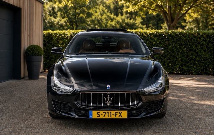 Maserati Ghibli 3.0 V6 2018 Zwart, Auto's, Automaat, Achterwielaandrijving, Zwart, Leder