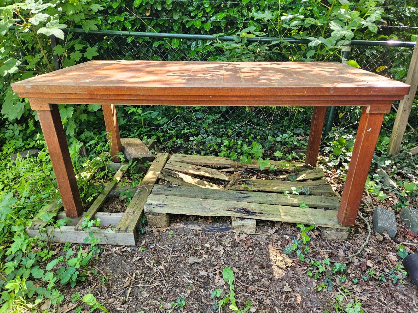 Houten tuintafel, Ophalen, Gebruikt, 25 tot 50 cm, Rechthoekig