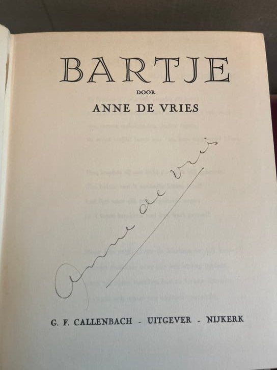 gesigneerde Bartje van Anne de Vries, Ophalen of Verzenden