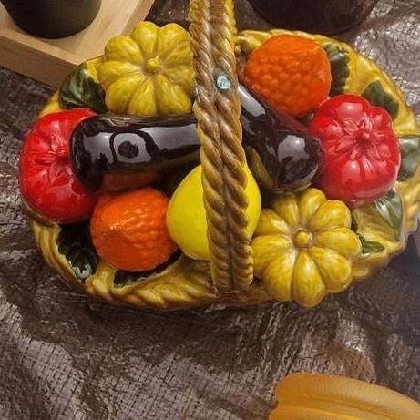 Vintage fruit decoratie in mand, Huis en Inrichting, Woonaccessoires | Overige, Ophalen of Verzenden