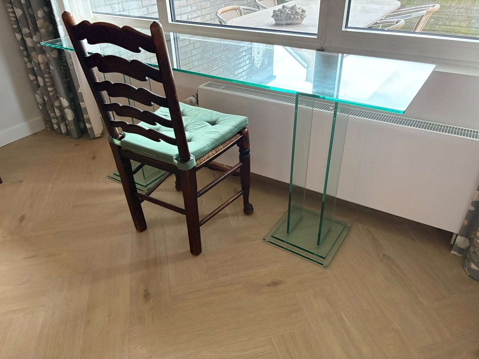 Glazen Dressoir / Bureau / side table + tafeltje, Ophalen, Gebruikt, Glas, 75 cm of meer