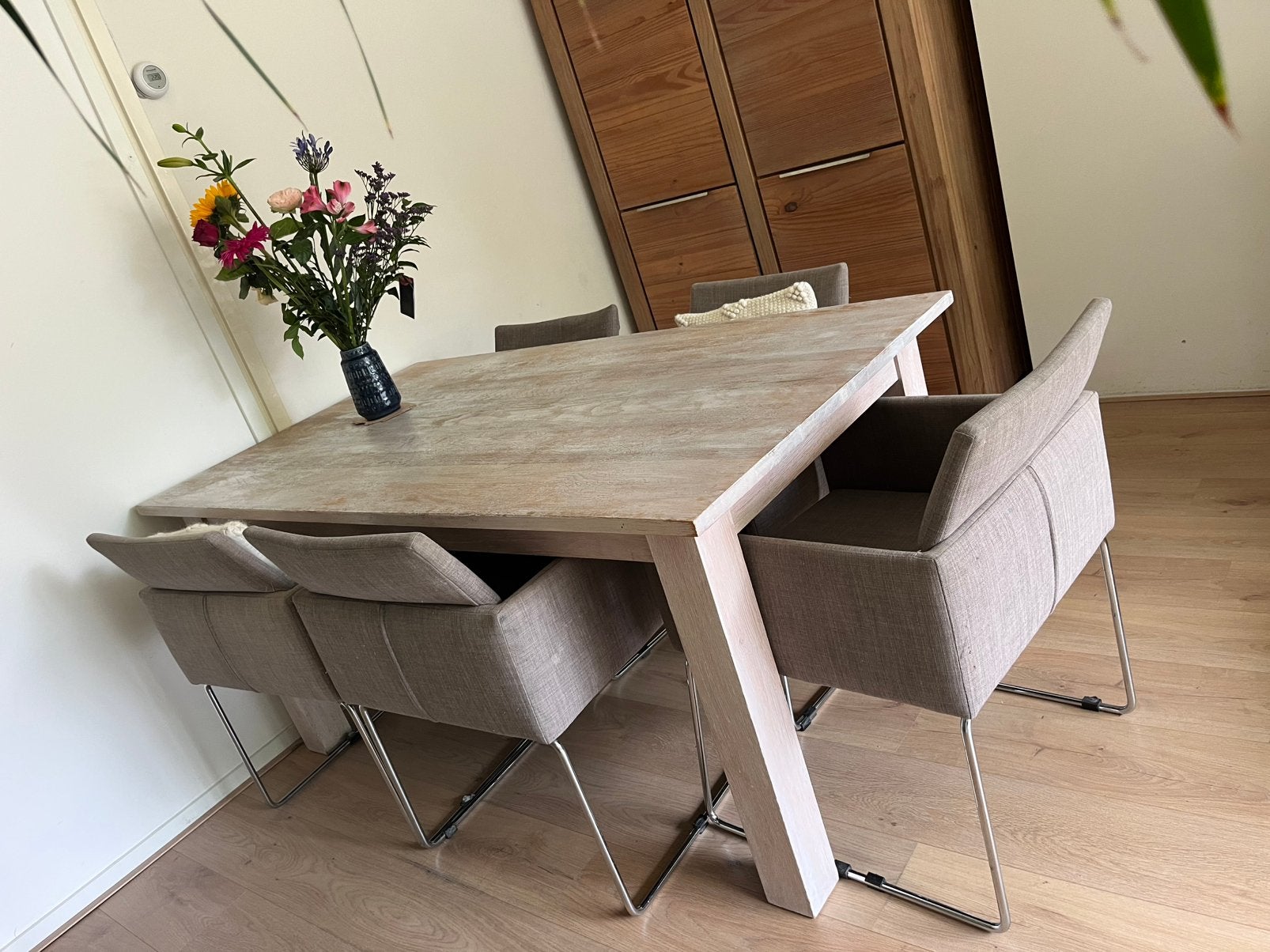 Eettafel 6 pers, Huis en Inrichting, Ophalen, 50 tot 100 cm, Zo goed als nieuw, Vijf personen of meer