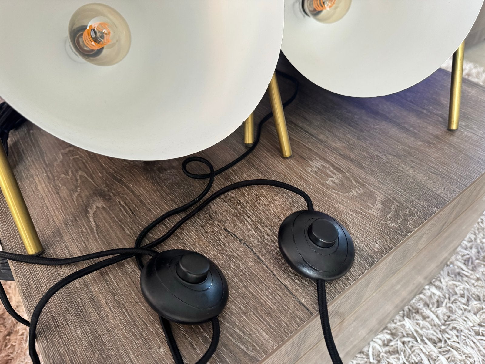 Set van 4 moderne lampen zwart/goud, Huis en Inrichting, Ophalen, Met schakelaar, E27 (groot), Zwart
