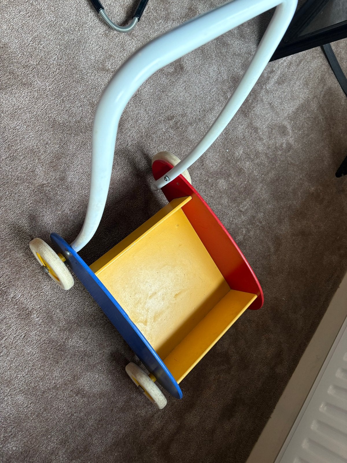 Houten loopwagen/duwwagen voor kinderen, rood/geel/blauw, Ophalen, Gebruikt, Jongen of Meisje