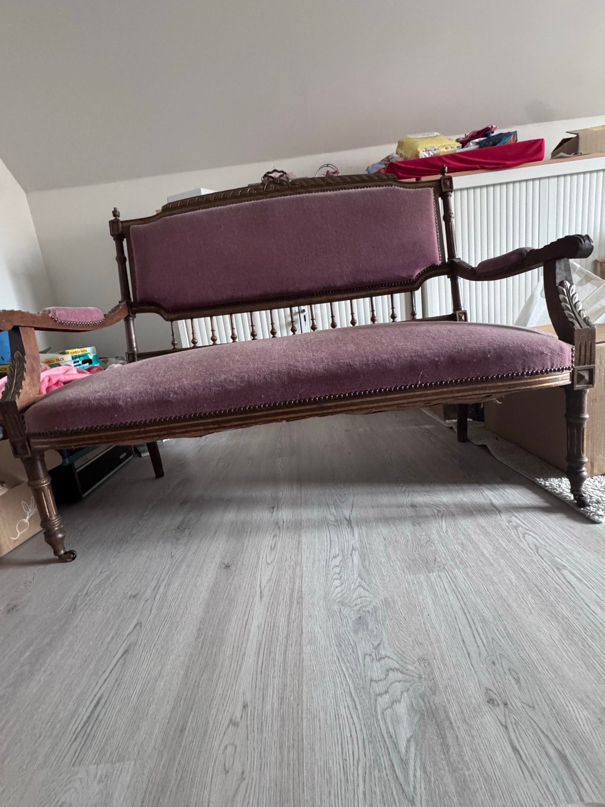 Antieke sofa/bankje met roze bekleding, Antiek en Kunst, Antiek | Meubels | Stoelen en Banken, Ophalen