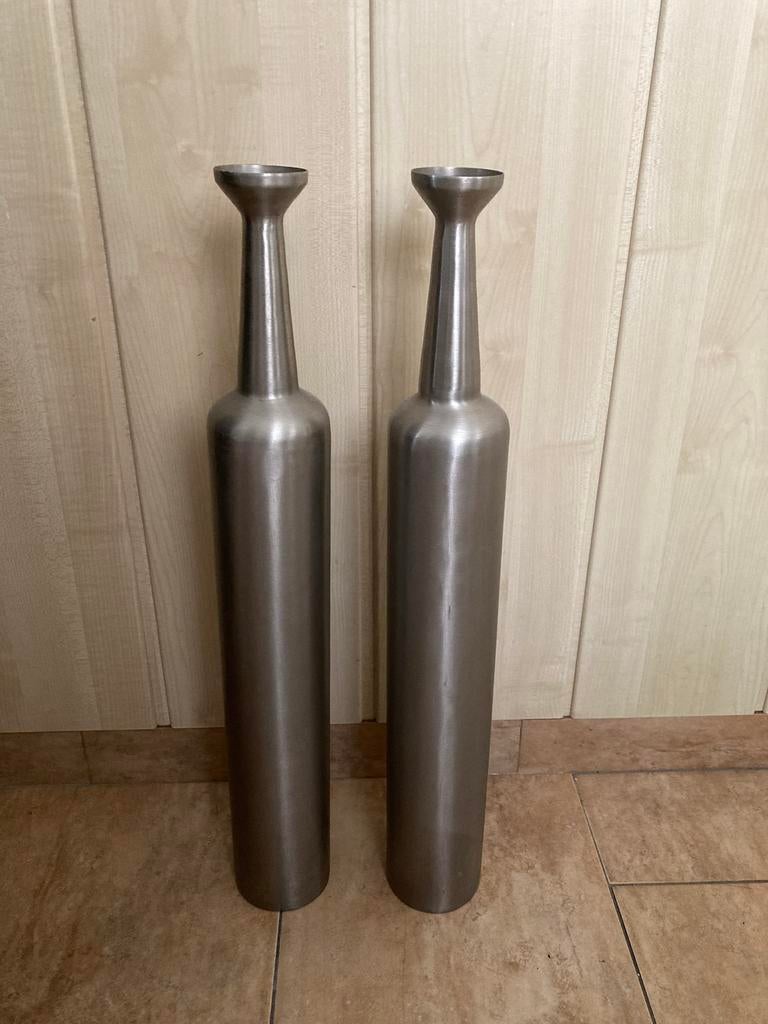 2 zilveren vazen 63 cm hoog zgan, Overige materialen, Overige kleuren, 50 tot 75 cm, Ophalen of Verzenden
