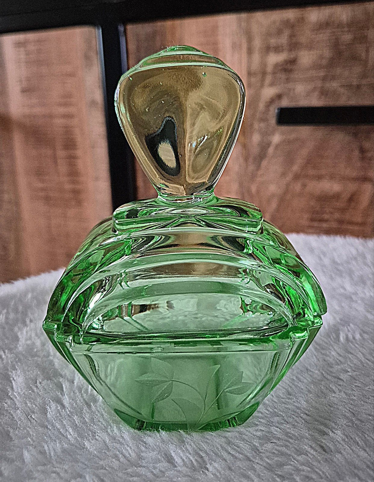Art Deco parfumfles / Uraniumglas, Ophalen of Verzenden