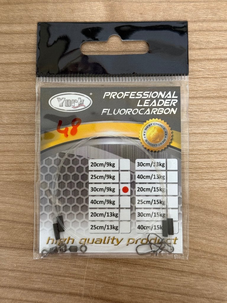 York Professional Leader Fluorocarbon – 30 cm / 9 kg, Nieuw, Ophalen of Verzenden, E, E