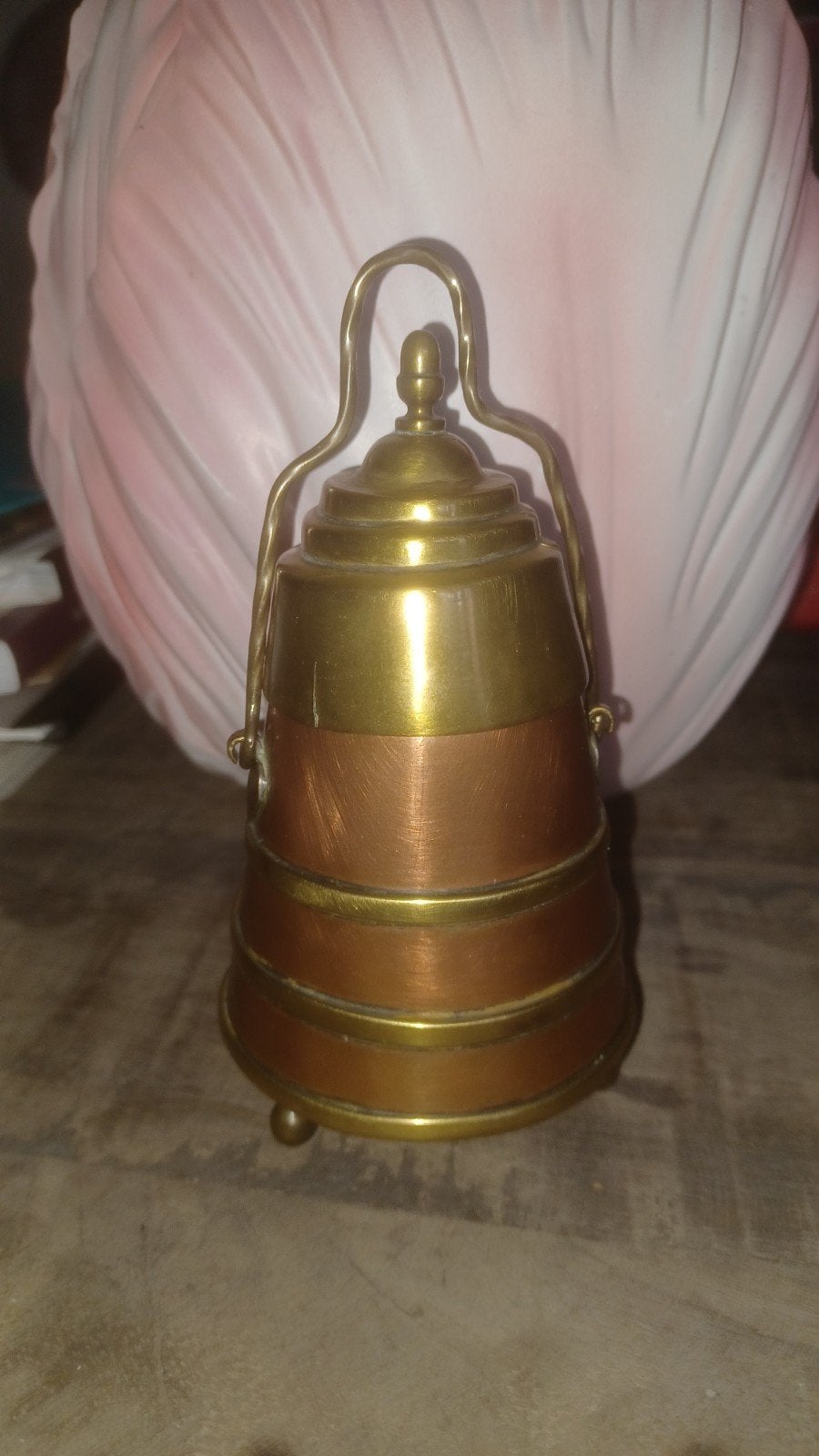 antiek miniatuur doofpot 2-kleurig koper materiaal, Ophalen of Verzenden