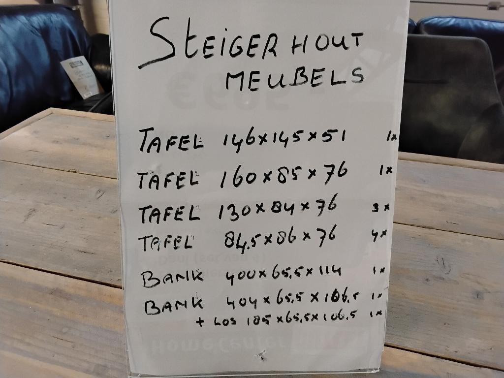 Steigerhout tafels, banken.  Second Life Wolvega., Ophalen, Gebruikt, Rechthoekig, Hout