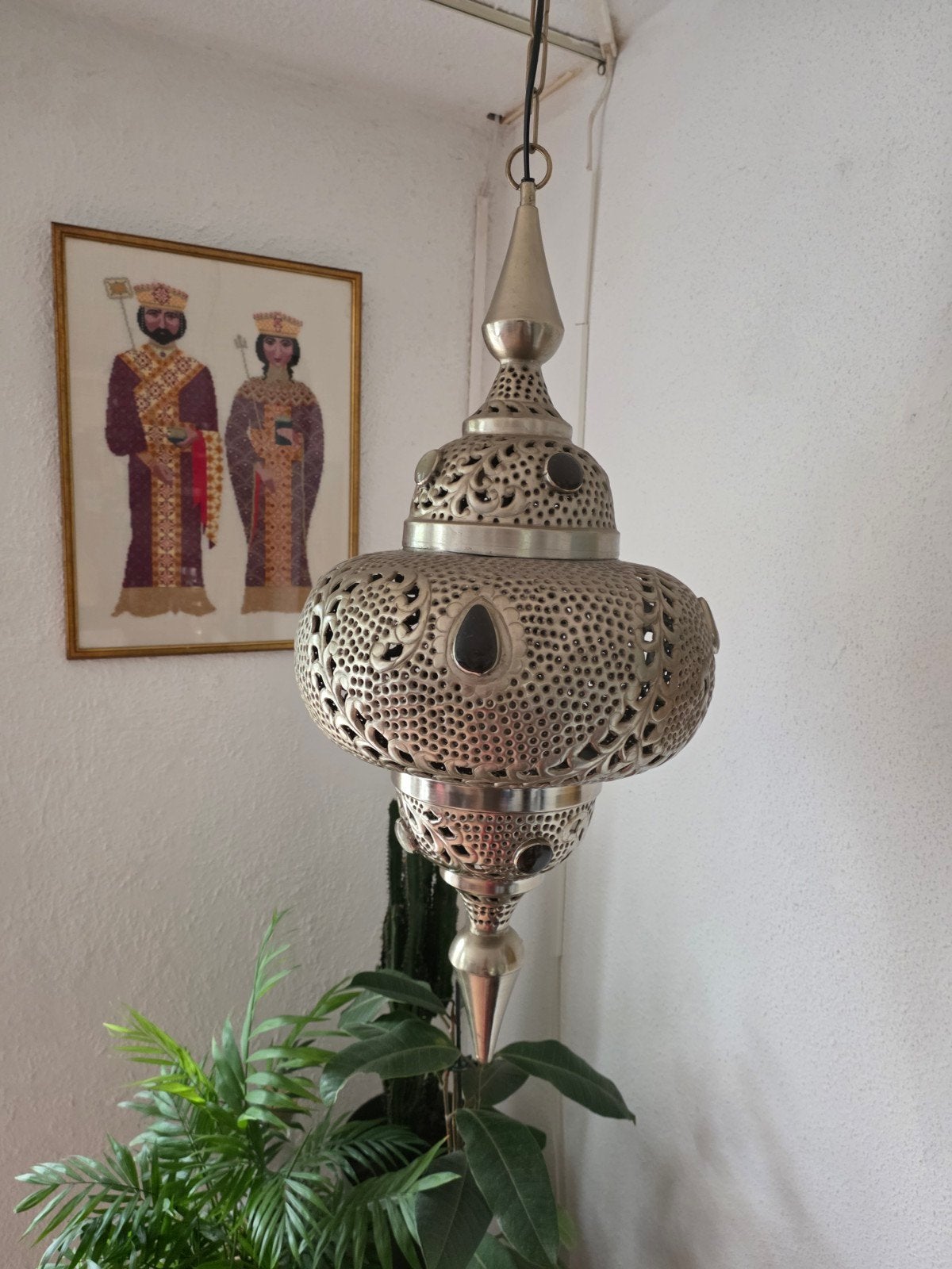 Mooie grote Marokkaanse lamp - ivm verhuizing, Huis en Inrichting, Ophalen, Gebruikt, E27 (groot), Marokkaans, Oosters, Sfeervol