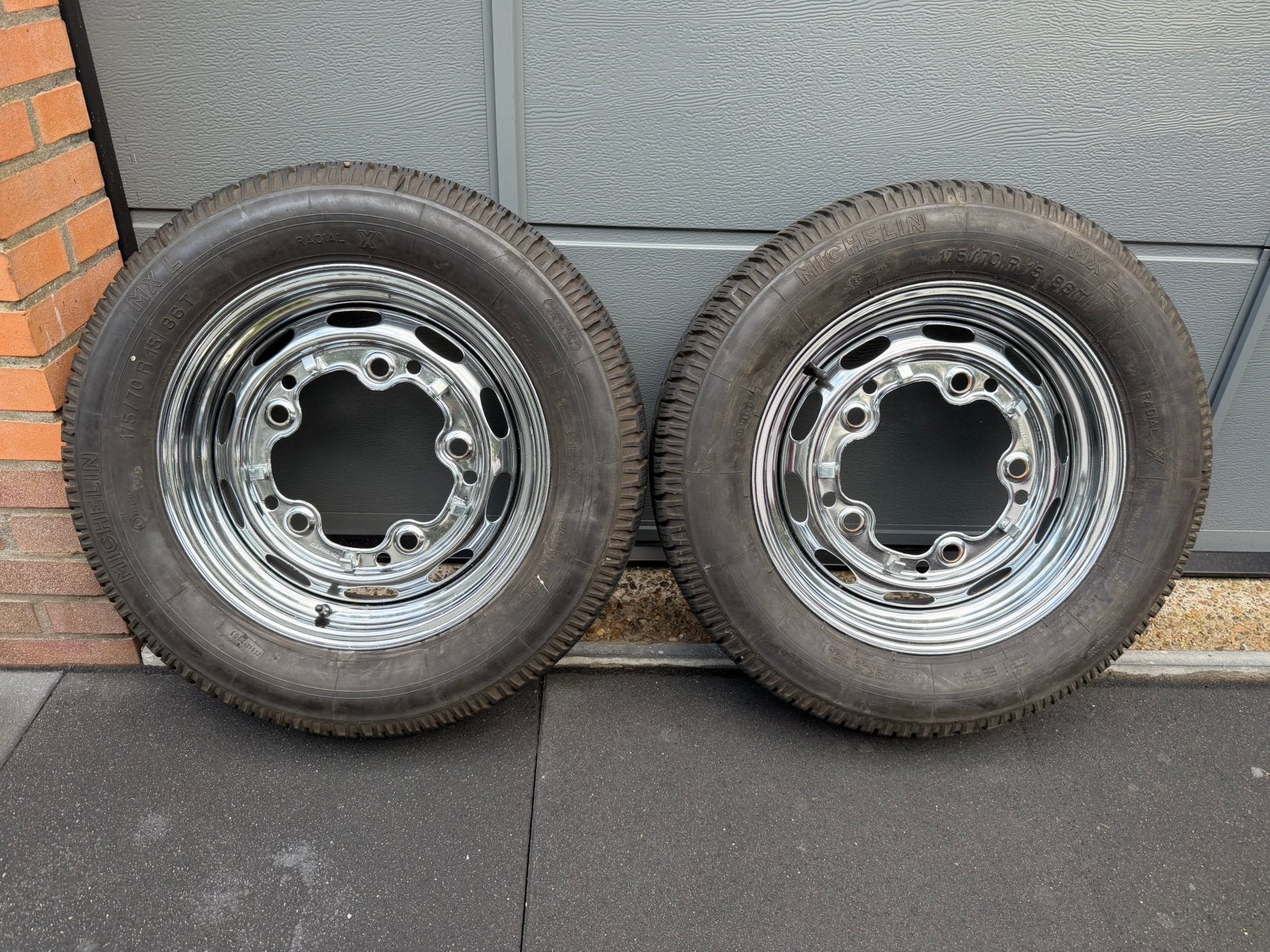 Volkswagen vw T1 kever Porsche 356 2x chrome stalen velgen, Ophalen, Gebruikt, 15 inch, Velg(en)