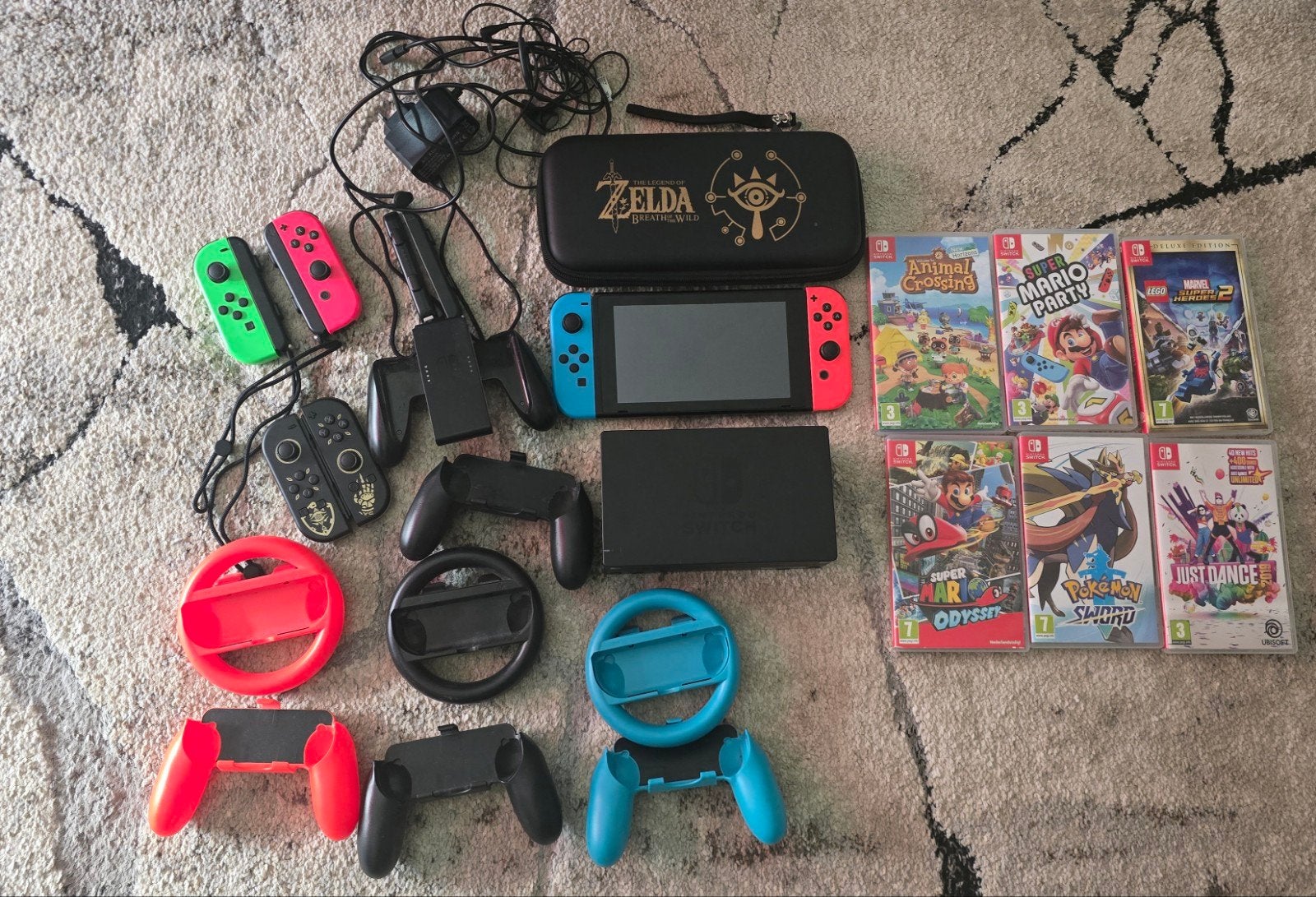 Nintendo Switch met 6 games en veel accessoires, Ophalen, Met games, Zo goed als nieuw, Switch Original