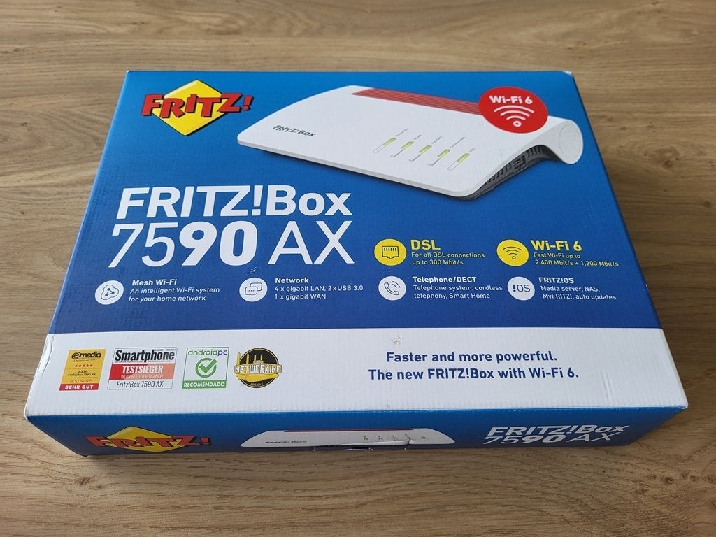 AVM Fritz!box 7590 AX v2 router Nieuw! Mesh WiFi 6, Computers en Software, Routers en Modems, Ophalen of Verzenden, Nieuw, Router met modem