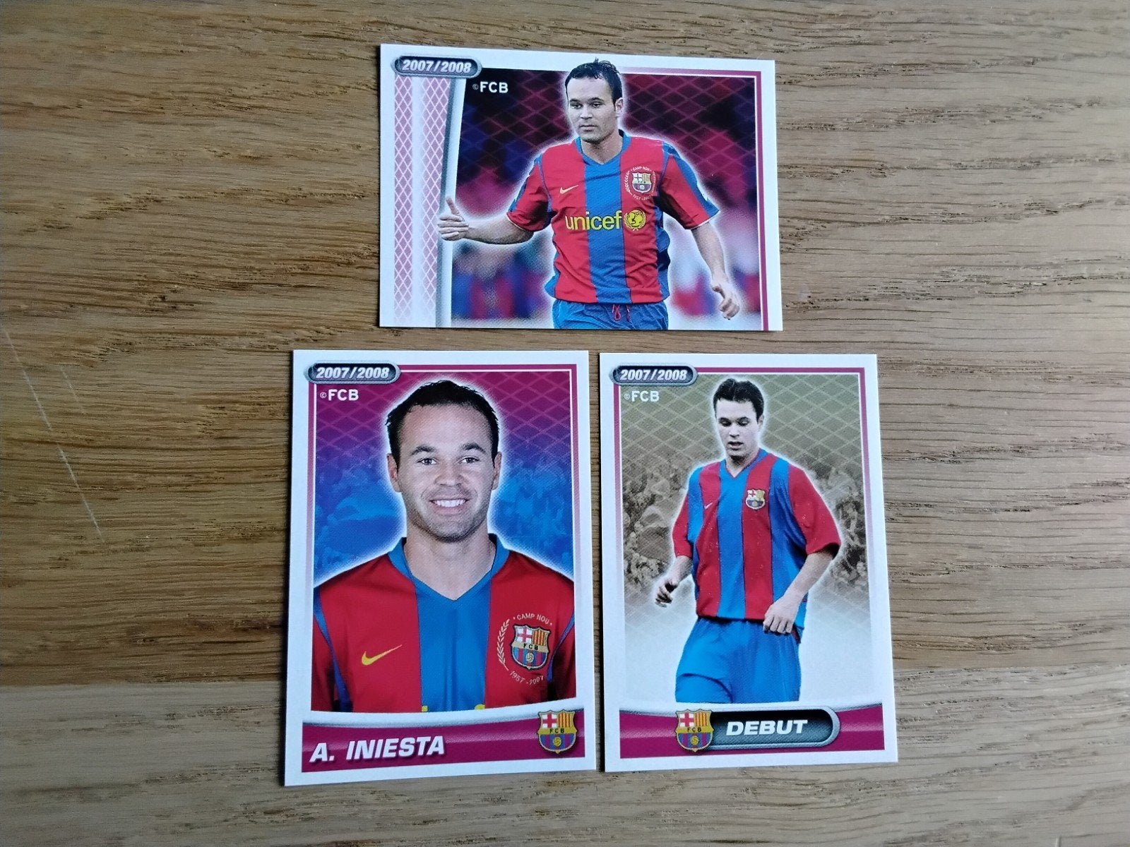 FC Barcelona 3 Panini Stickers 2007/2008 - Iniesta, Ophalen of Verzenden, Zo goed als nieuw, Buitenlandse clubs, Poster, Plaatje of Sticker