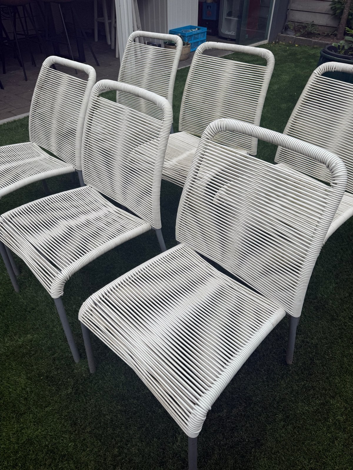 Set tuinstoelen 6 -persoons, Tuin en Terras, Tuinstoelen, Ophalen, Gebruikt, Overige materialen, Stapelbaar