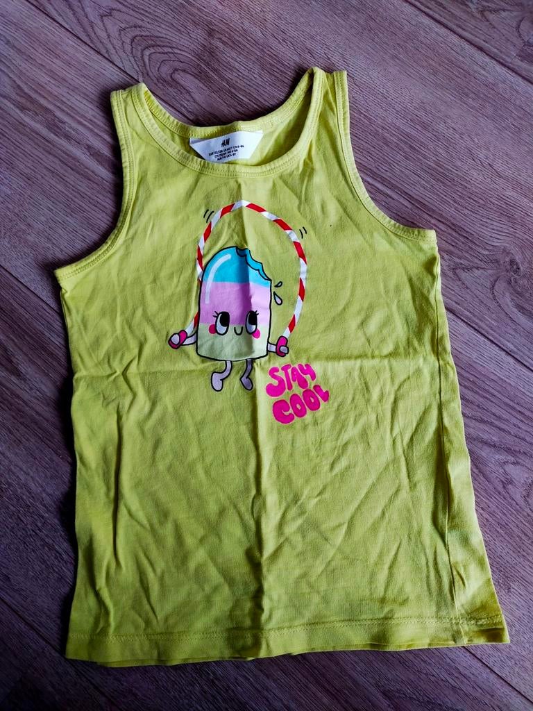 Zgan! Lieve gele singlet met ijsje van H&M. Mt 122/128, Meisje, H&M, Ophalen of Verzenden, Zo goed als nieuw