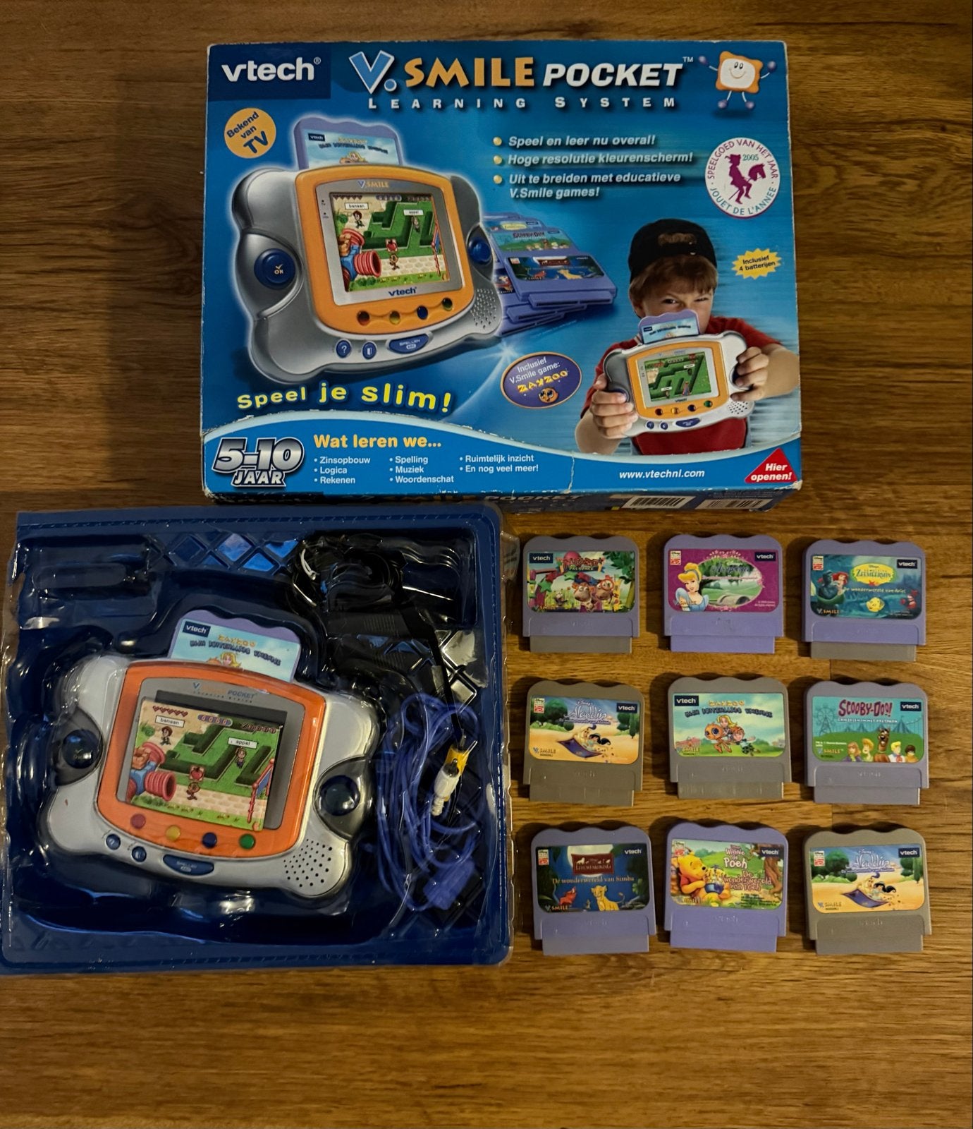 VTech V.Smile Pocket Learning System met 9 spellen, Kinderen en Baby's, Ophalen of Verzenden, Zo goed als nieuw