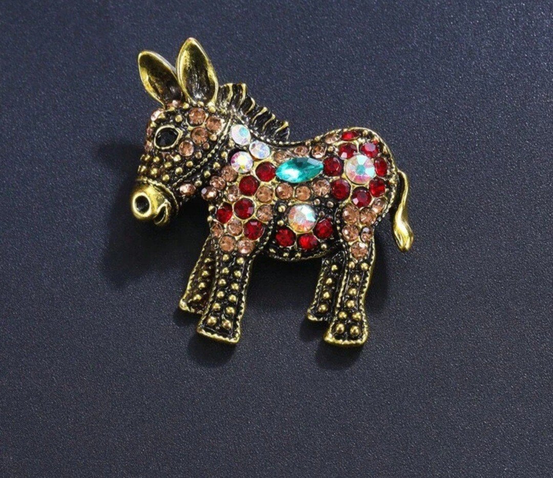 Schitterende Ezel Broche met Kristallen en Strass, Ophalen of Verzenden