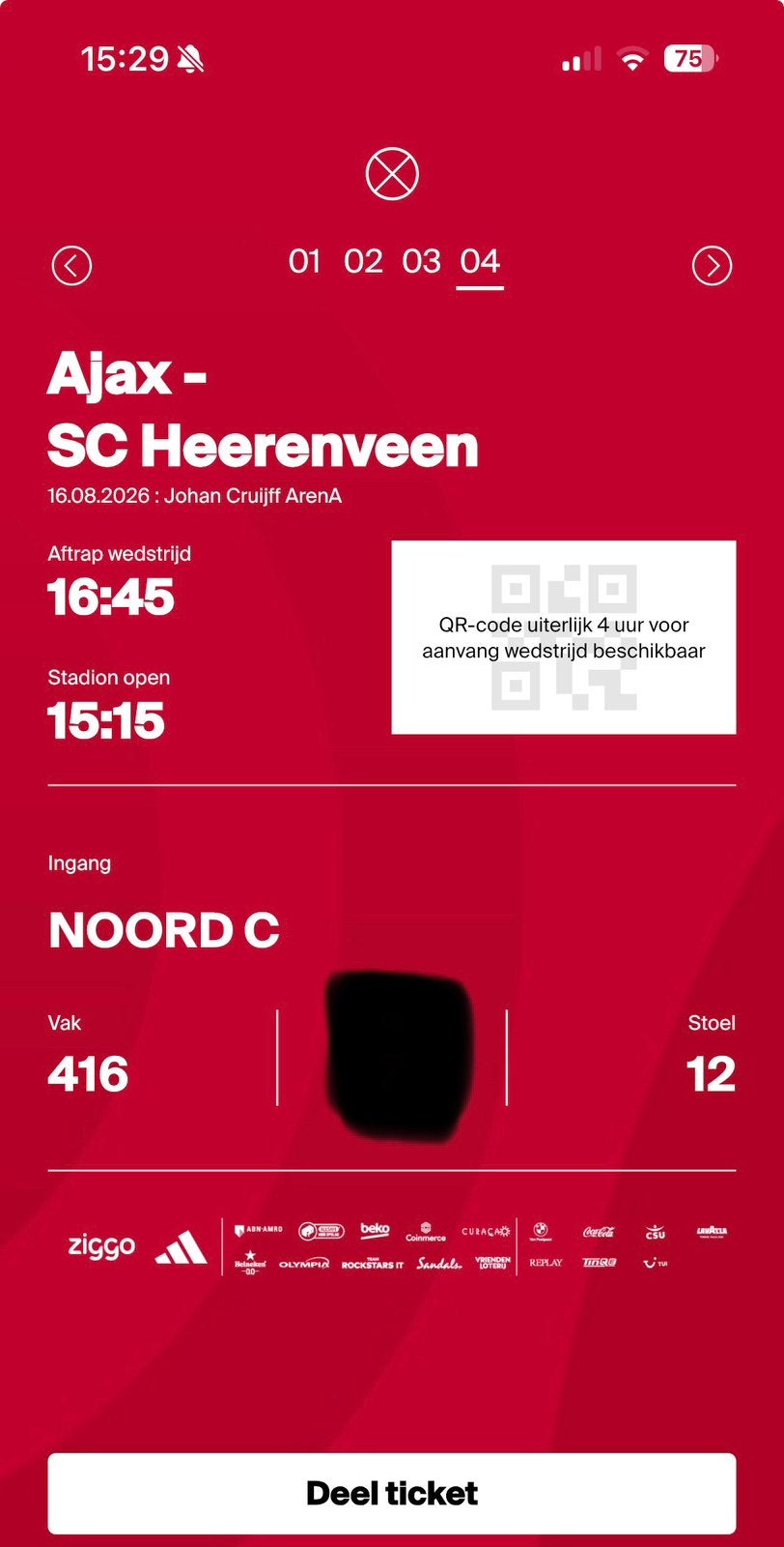 Ajax - Heerenveen | 2 kaarten, Losse kaart, Twee personen, Augustus