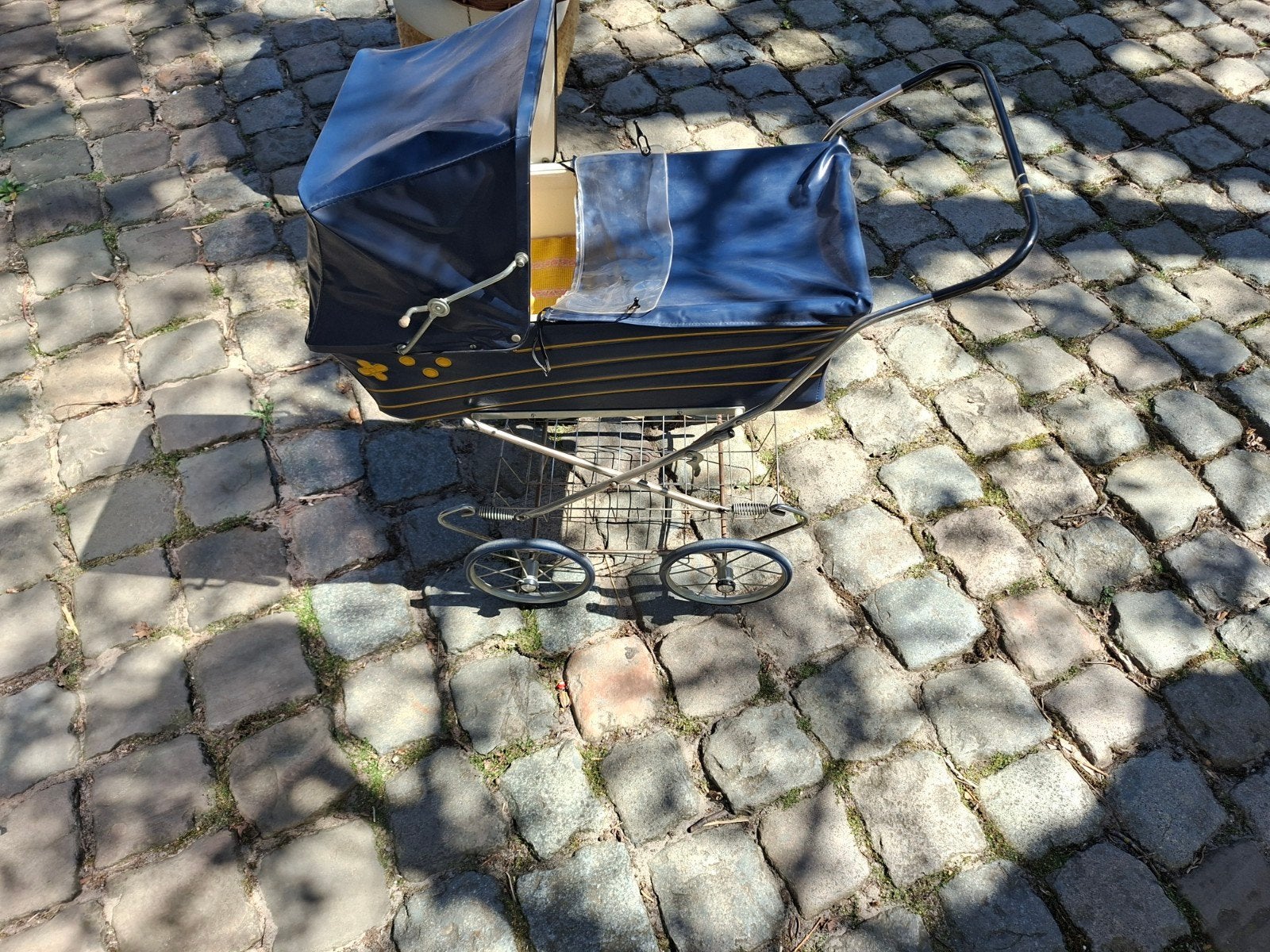 Vintage Poppenwagen - Blauw met Gele Details, Gebruikt, Met reiswieg, Ophalen, Kinderwagen