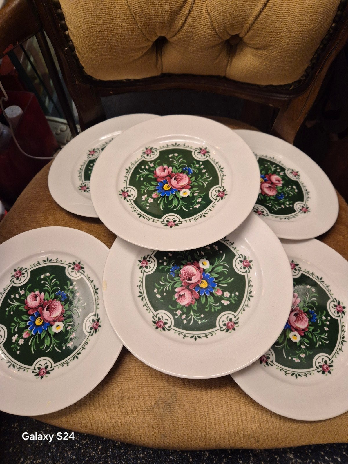 Set vintage van 6 Schumann Arzberg Bavaria borden met bloem, Ophalen of Verzenden