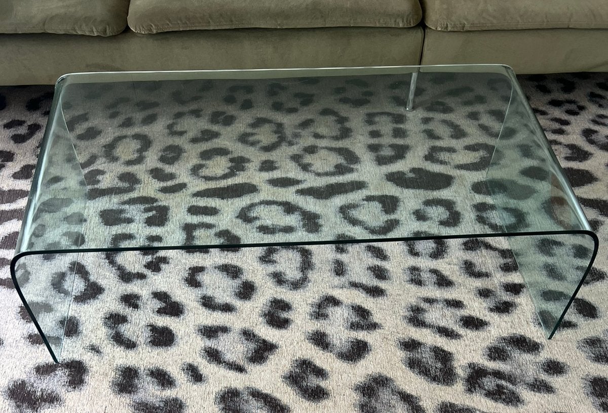 Glazen salontafel, Ophalen, Gebruikt, 100 tot 150 cm, 50 tot 100 cm