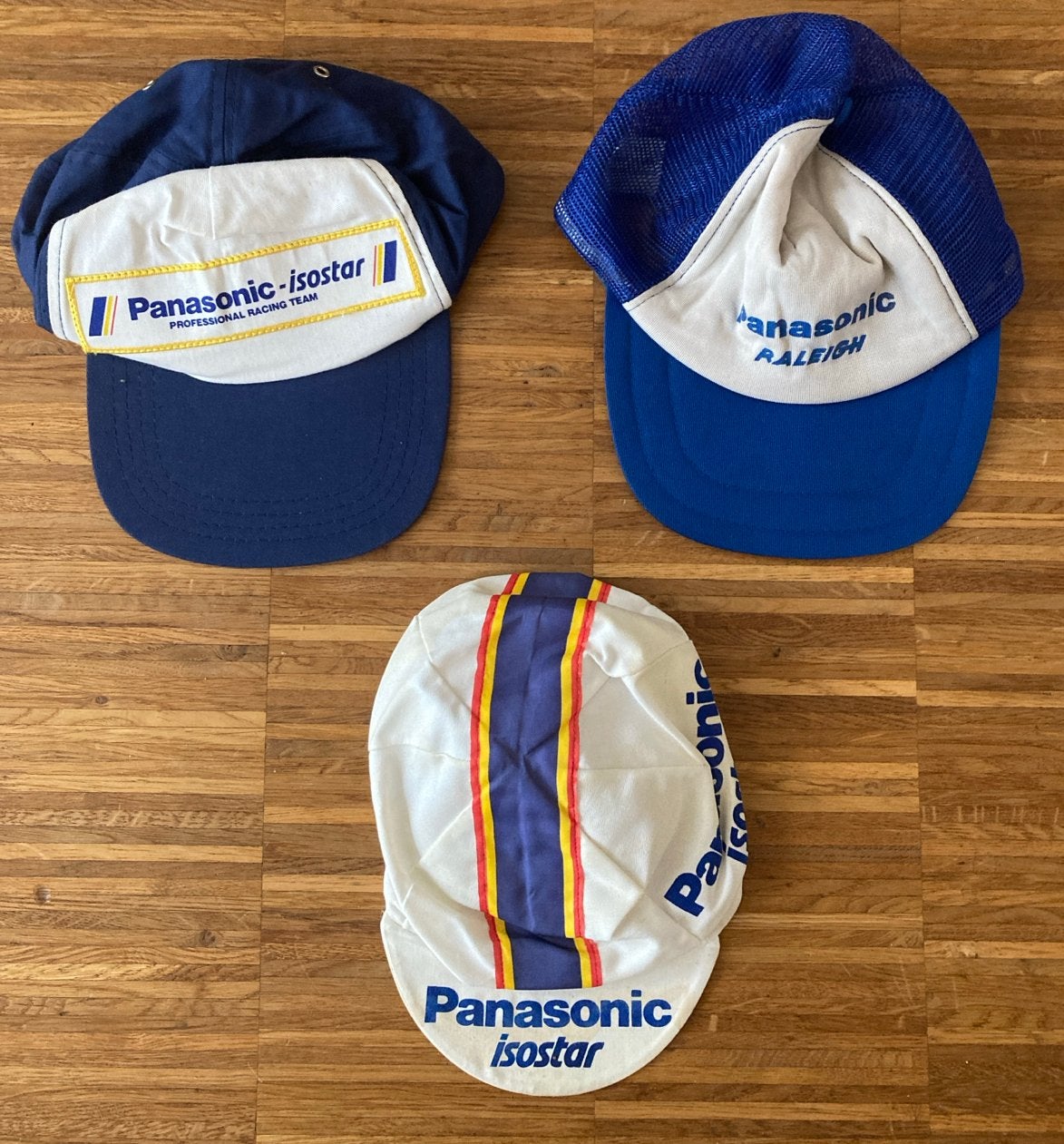 Vintage Panasonic Isostar Raleigh Wielerpetjes en Caps, Fietsen en Brommers, Gebruikt, Raleigh UK, Overige maten, Bovenkleding