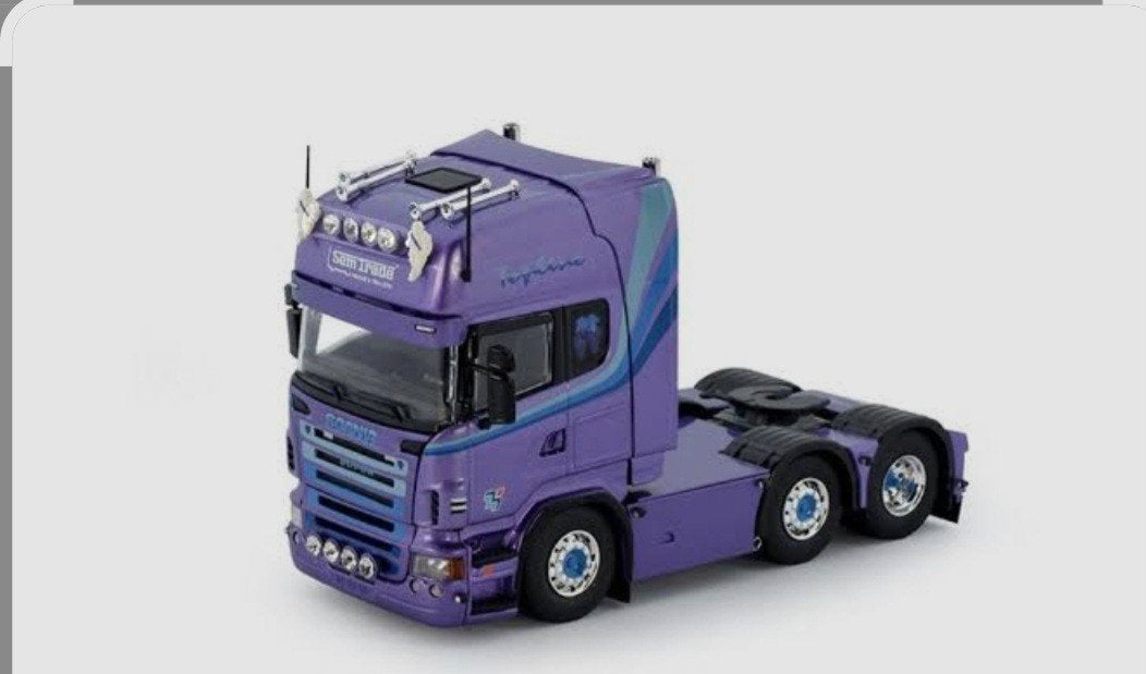 Scania R-serie vrachtwagen model - Paars, Overige merken, 1:50 of kleiner, Ophalen of Verzenden, Zo goed als nieuw