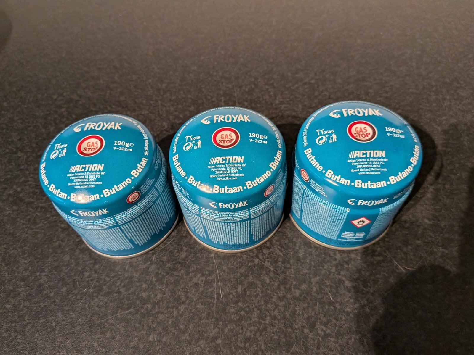 Froyak Gas Stop Butaan Gaspatronen 190g (3 stuks), Ophalen, Nieuw
