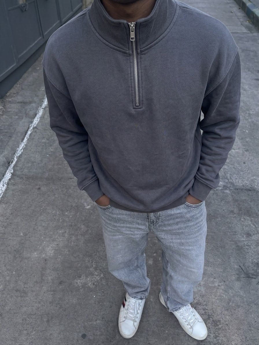 Zara Sweater met Zip-up Rits - Maat S, Kleding | Heren, Ophalen of Verzenden, Zo goed als nieuw, Maat 46 (S) of kleiner, Grijs