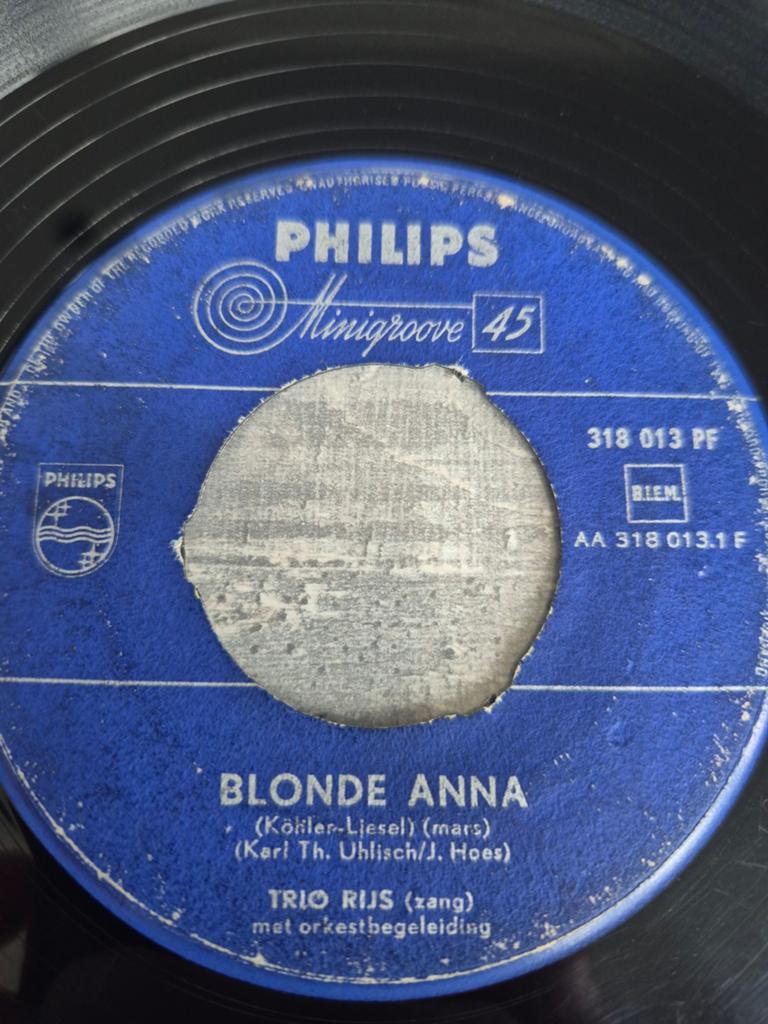 Zeldzame oude piraten single van Trio Rijs Blonde Anna, Gebruikt, 7 inch, Single, Ophalen of Verzenden