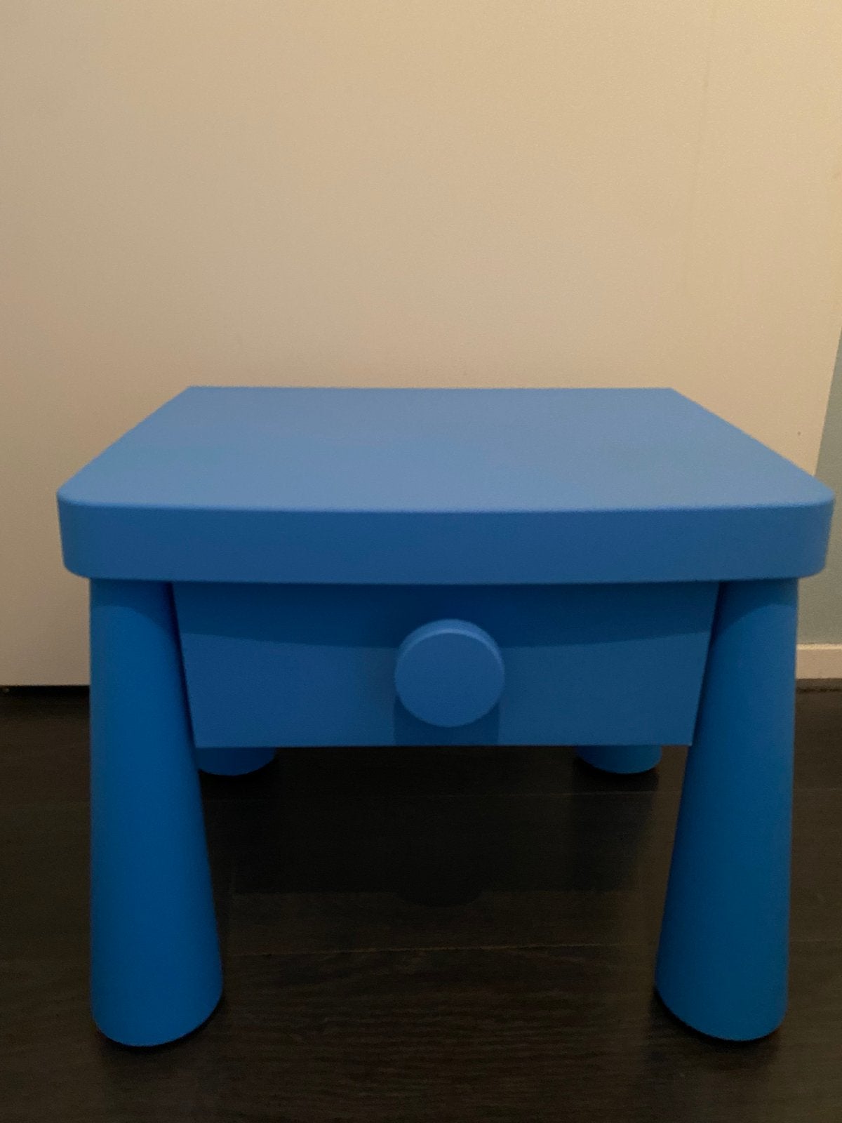 Mammut Ikea nachtkastje blauw, Ophalen, Gebruikt, Kast, 50 tot 70 cm
