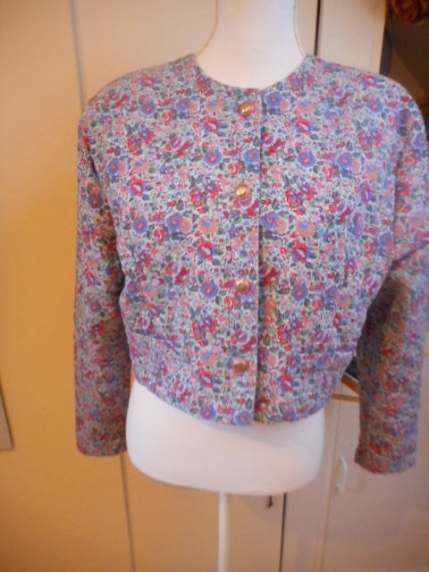 Bloemenprint Jasje - Vintage , Kreymborg, Blauw, Ophalen of Verzenden, Zo goed als nieuw, Jasje