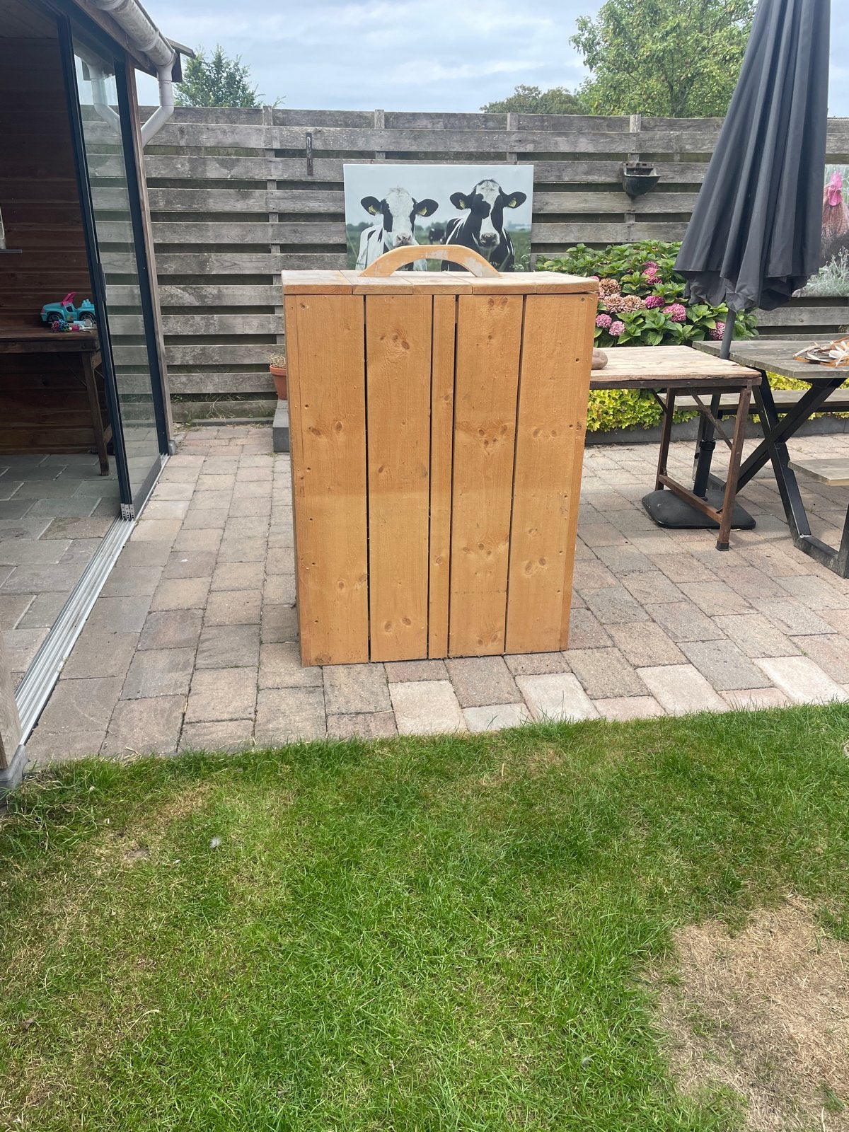 Houten buitenkast/opbergkist, Tuin en Terras, Ophalen, Gebruikt