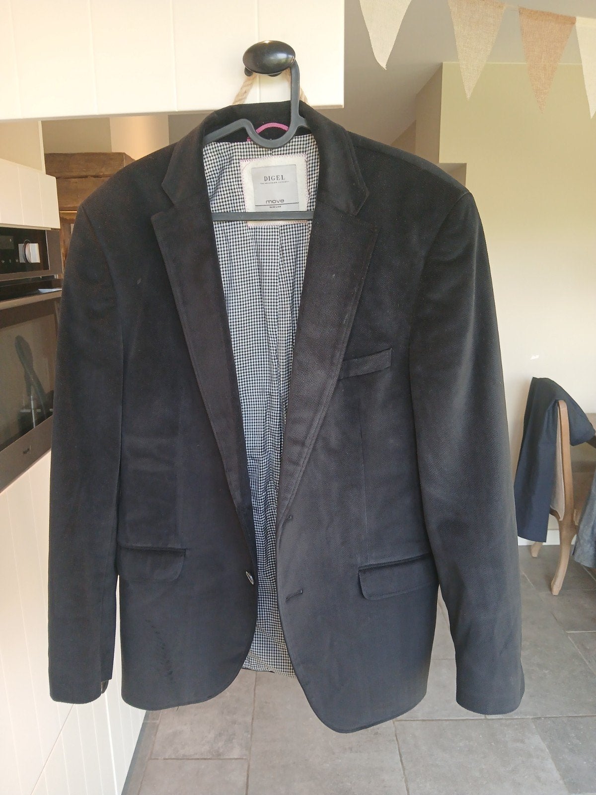 Digel Move Slim Line Colbert Zwart Fluweel- Maat L, Maat 52/54 (L), Zwart, Digel, Ophalen of Verzenden