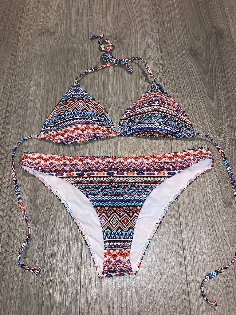 Triangel afrika boho ibiza print bikini zwem set maat 40, Bruin, Primark, Ophalen of Verzenden, Zo goed als nieuw